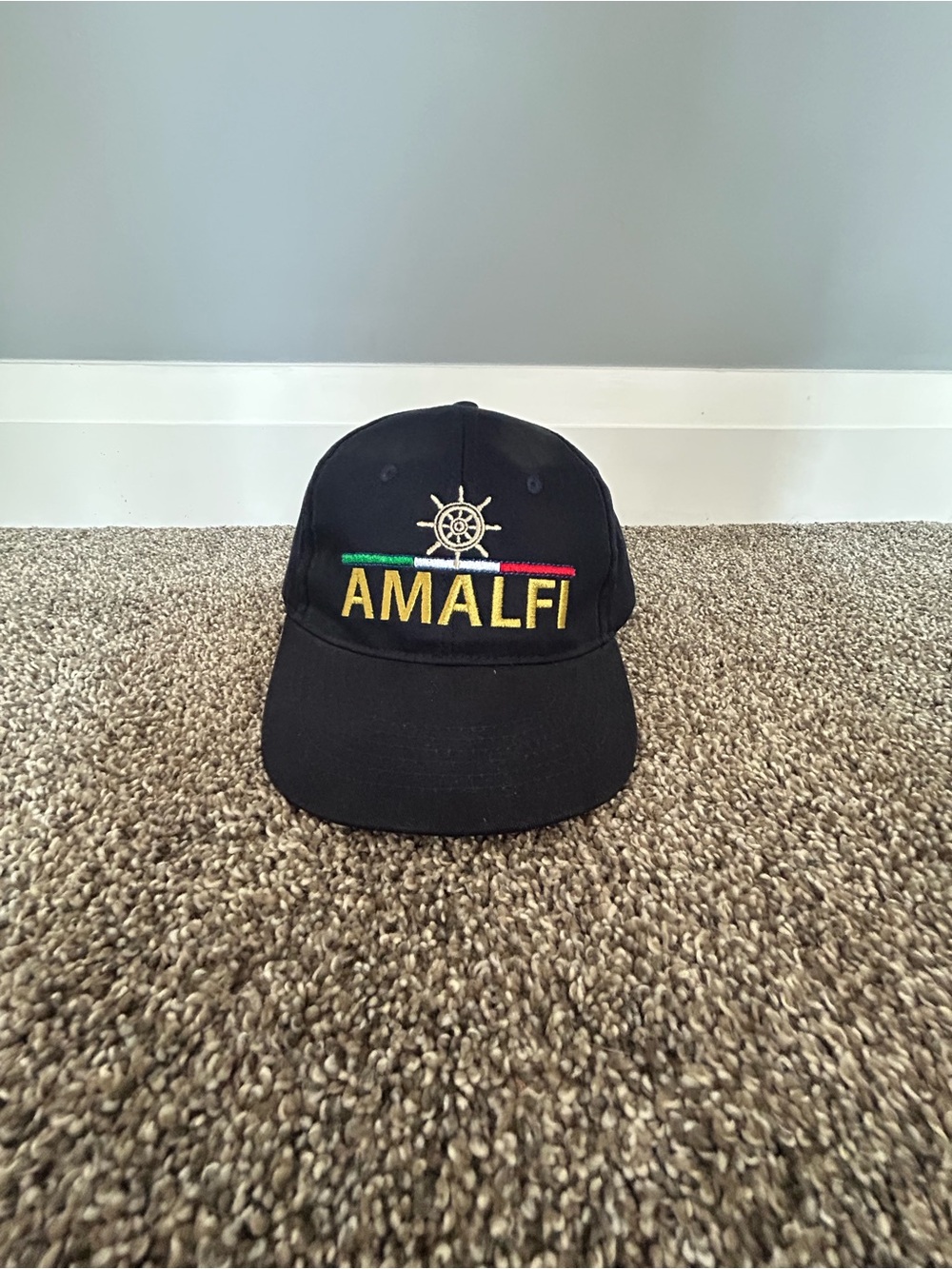 Amalfi Navy (dark) Cap with Gold Logo and Red-Green Accent